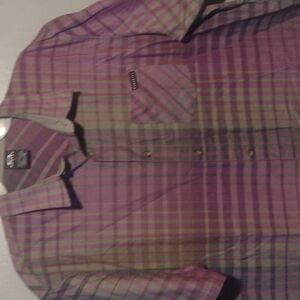 Oakley Button Up short sleeved Shirts men's XL purple with dark color stripes